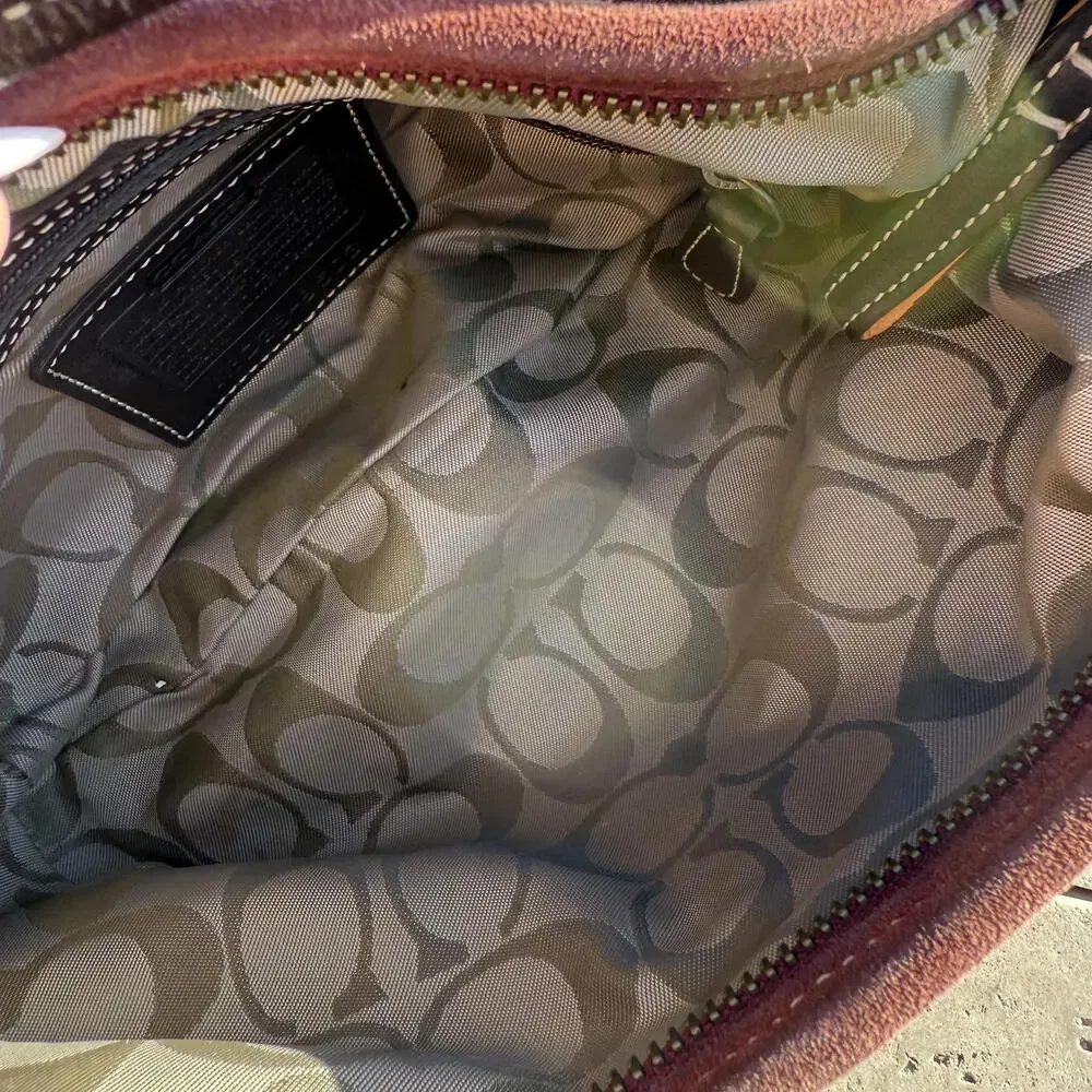 Vintage Coach Women's Suede Shoulder Bag Y2K
